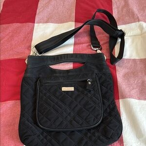 Vera Bradley Black Shoulder Bag with Curved Top